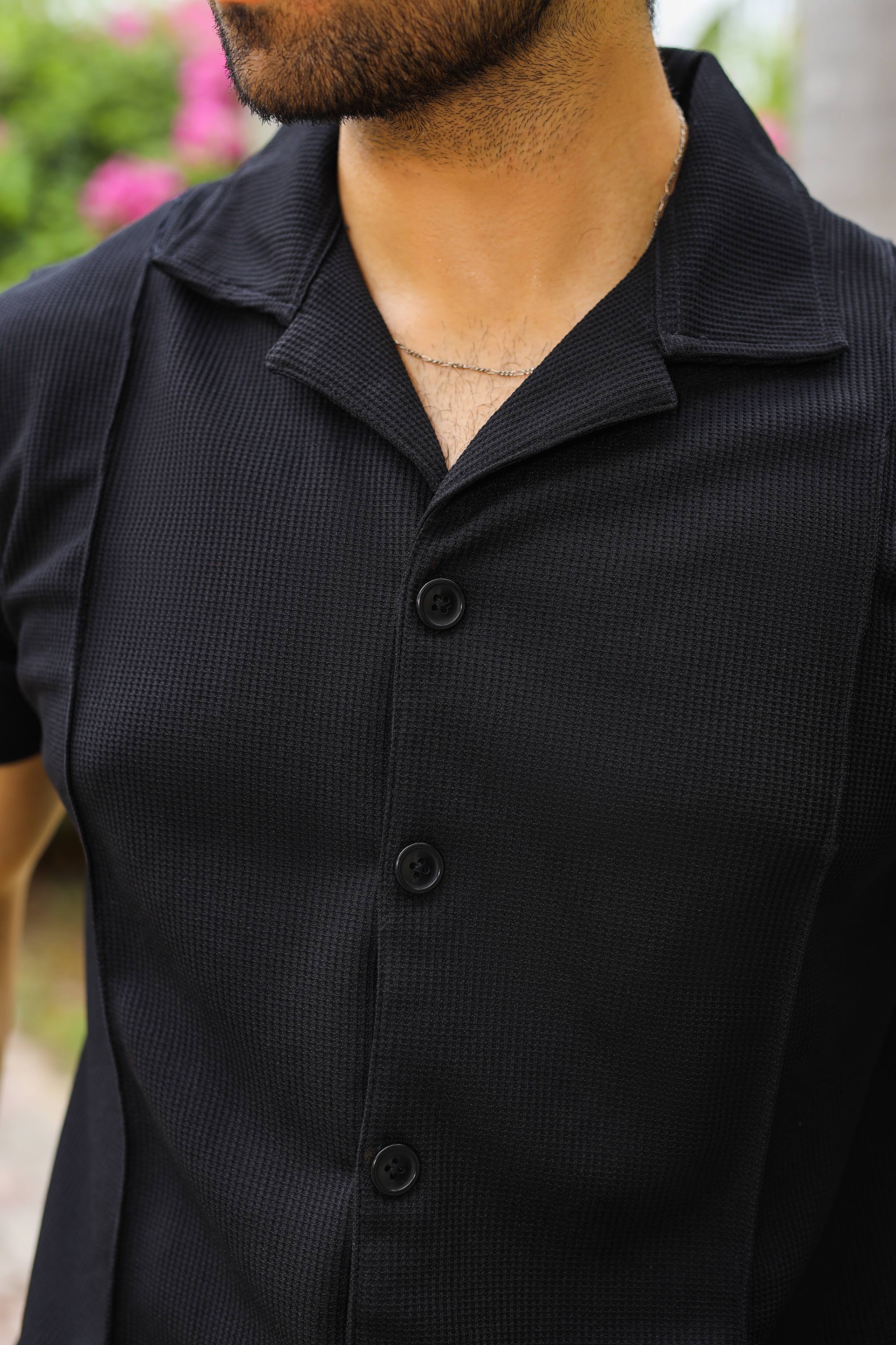 Waffle Black Half-Sleeve Safari Suit for Men – Stylish Summer Safari Suit in Pakistan B1 - Image 9