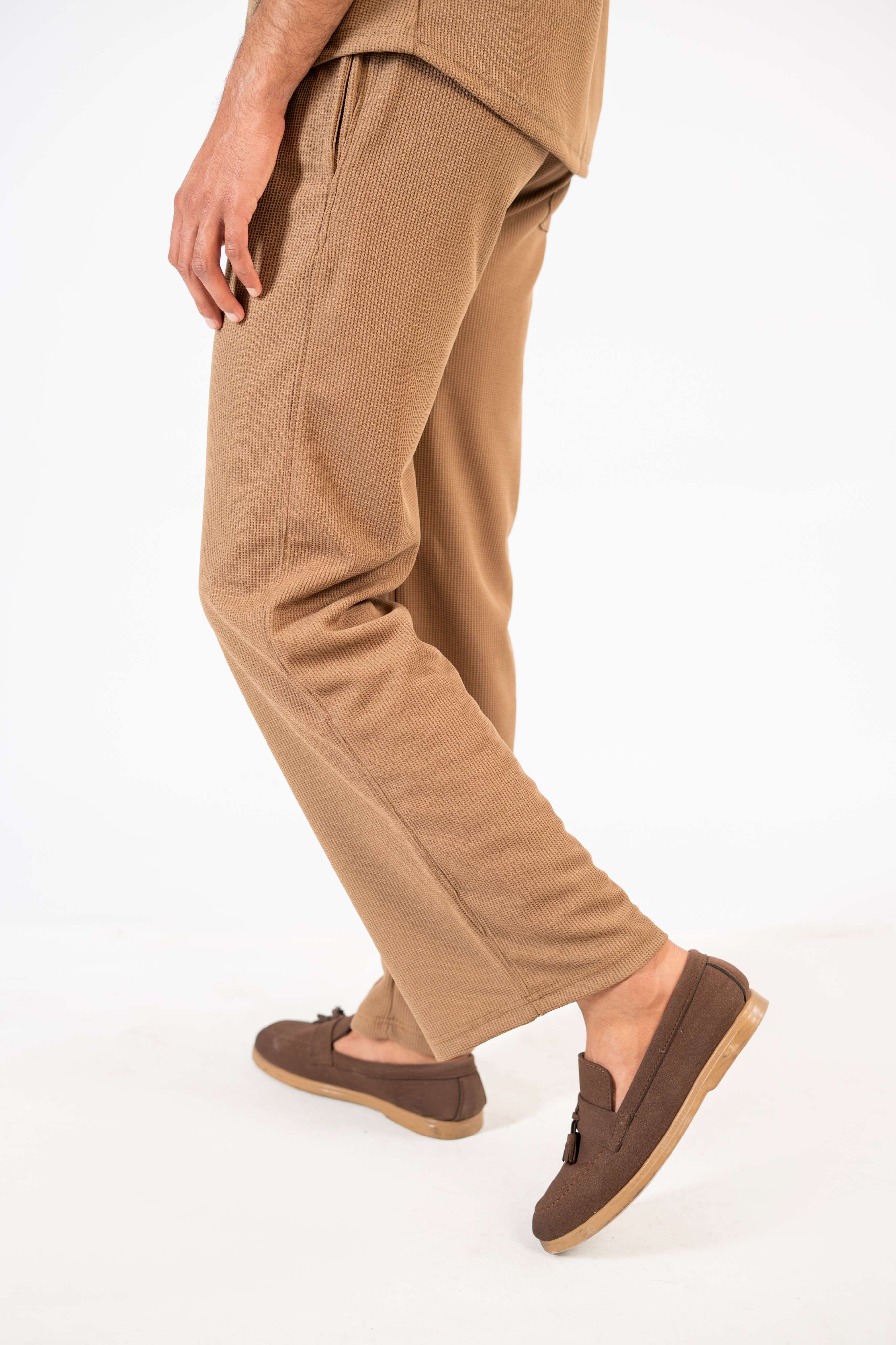 Waffle Coffee Brown Relaxed Fit Trouser - D11 - Image 7
