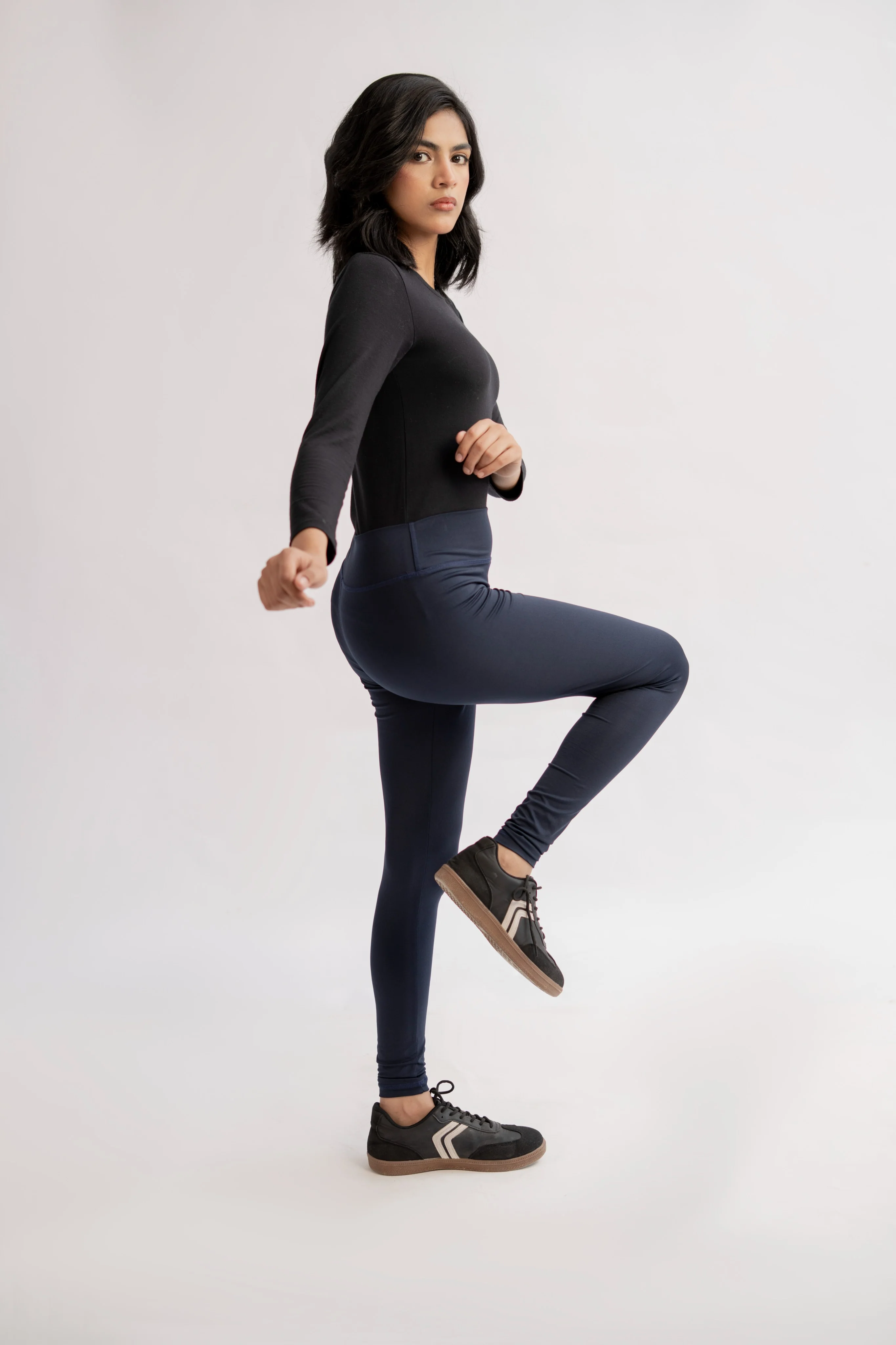 Pack of 2 Premium Slim Fit Tights + Free T-Shirt (Navy Blue & Black) E5 - Image 11