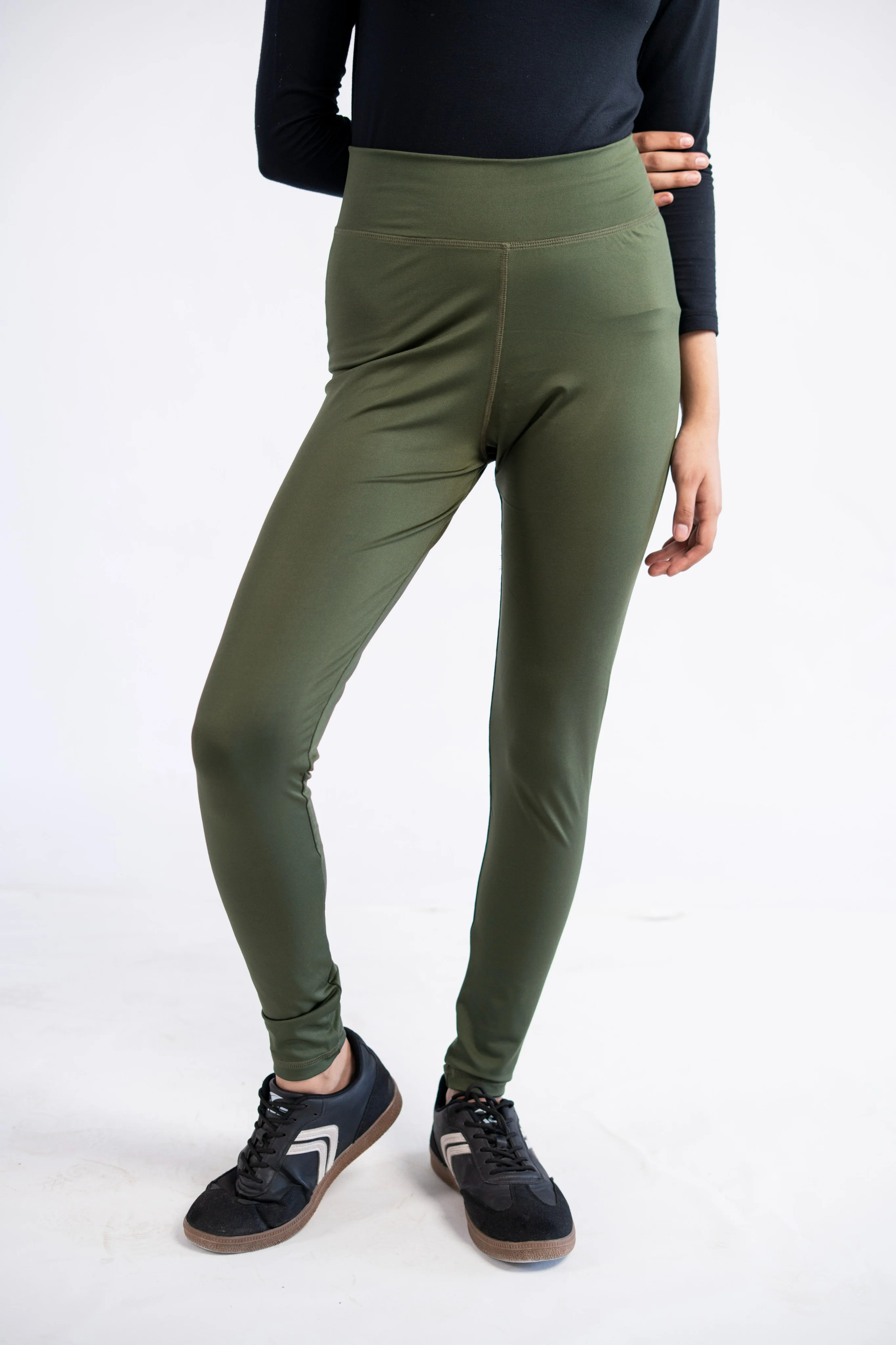 Pack of 3 Premium Slim Fit Tights + Free T-Shirt (Navy Blue, Black, Olive Green) E7 - Image 19