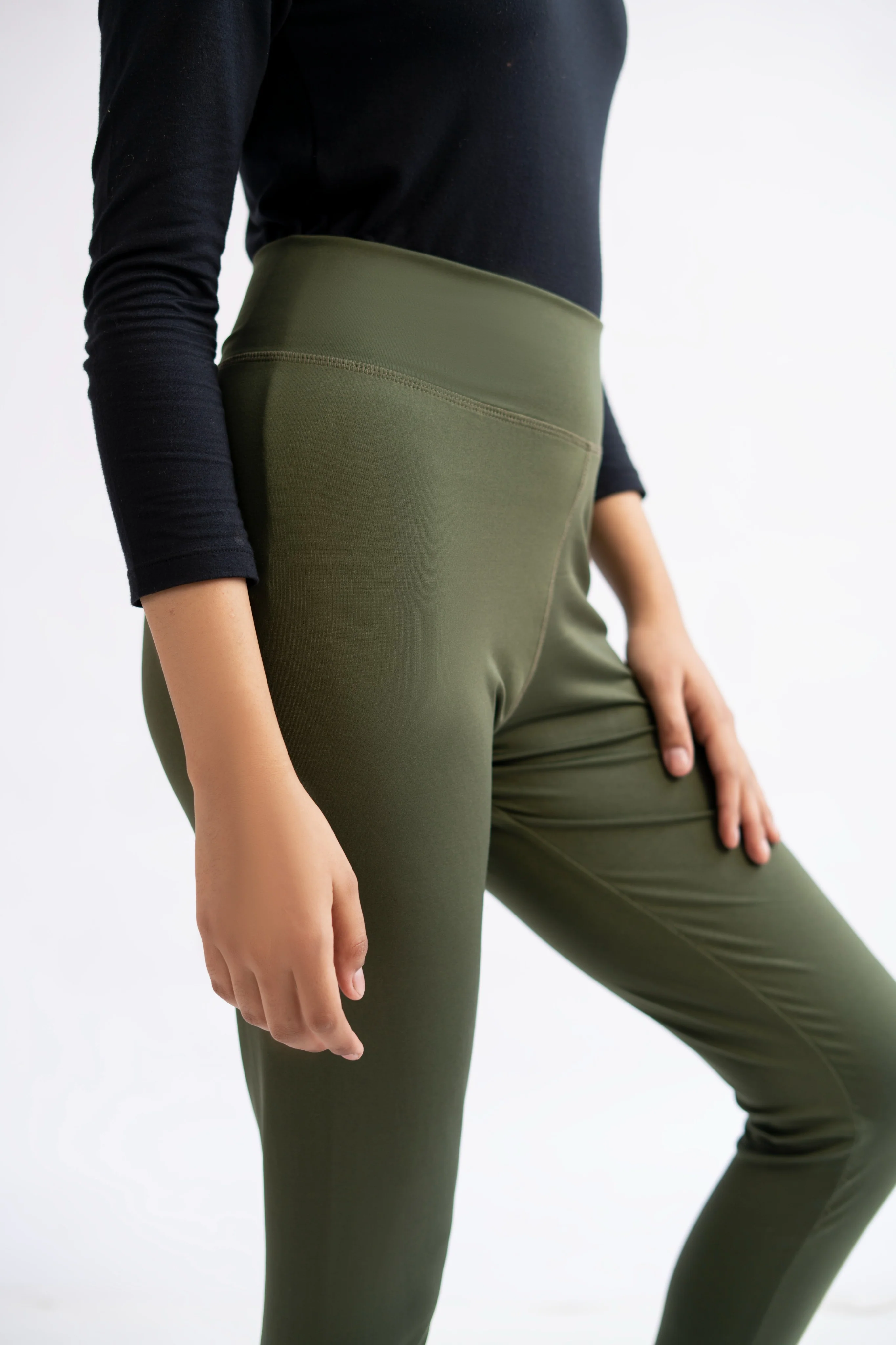 Pack of 3 Premium Slim Fit Tights + Free T-Shirt (Navy Blue, Black, Olive Green) E7 - Image 21