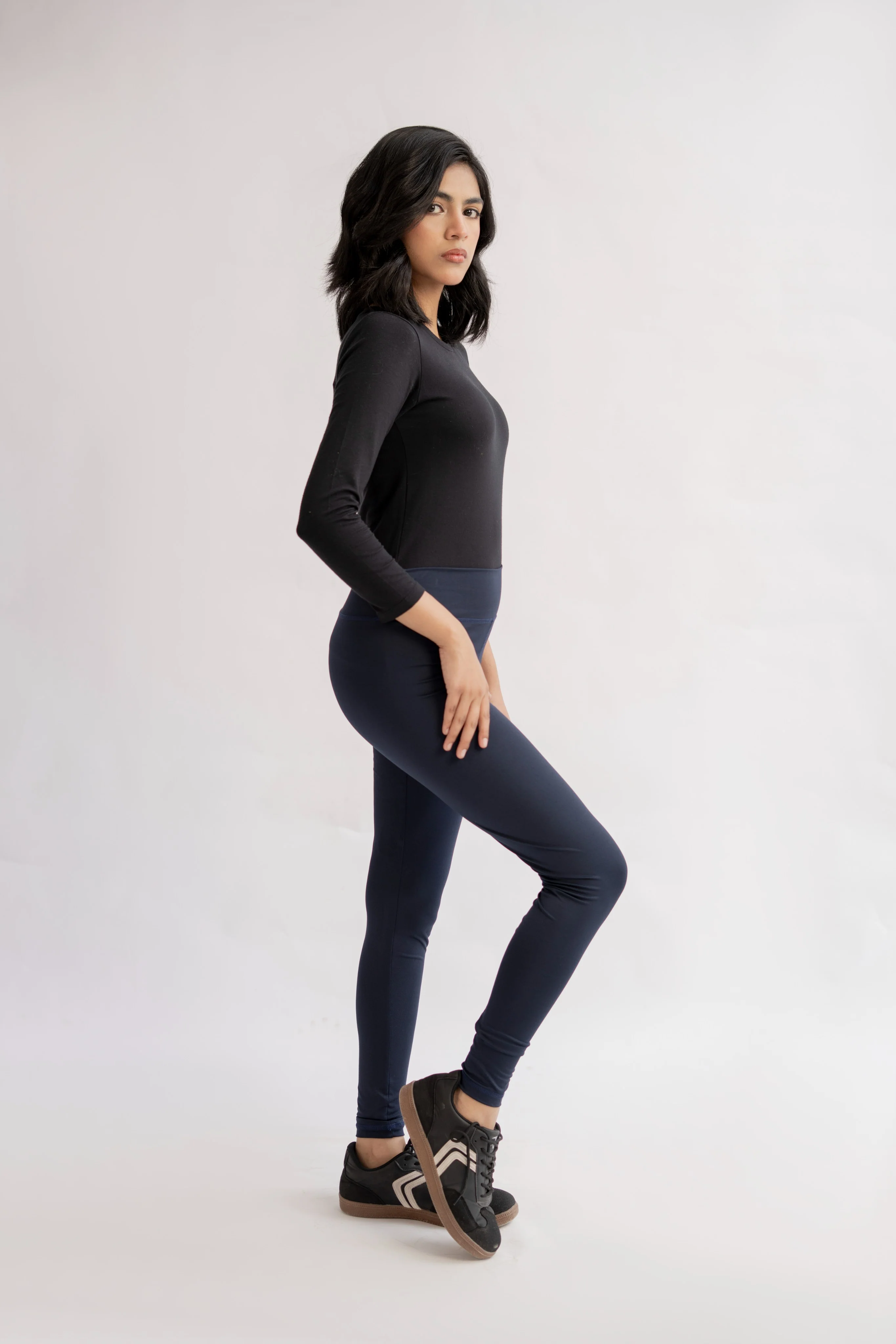 Pack of 4 Premium Slim Fit Tights + Free T-Shirt (Navy Blue, Black, Olive Green, Charcol) E8 - Image 11
