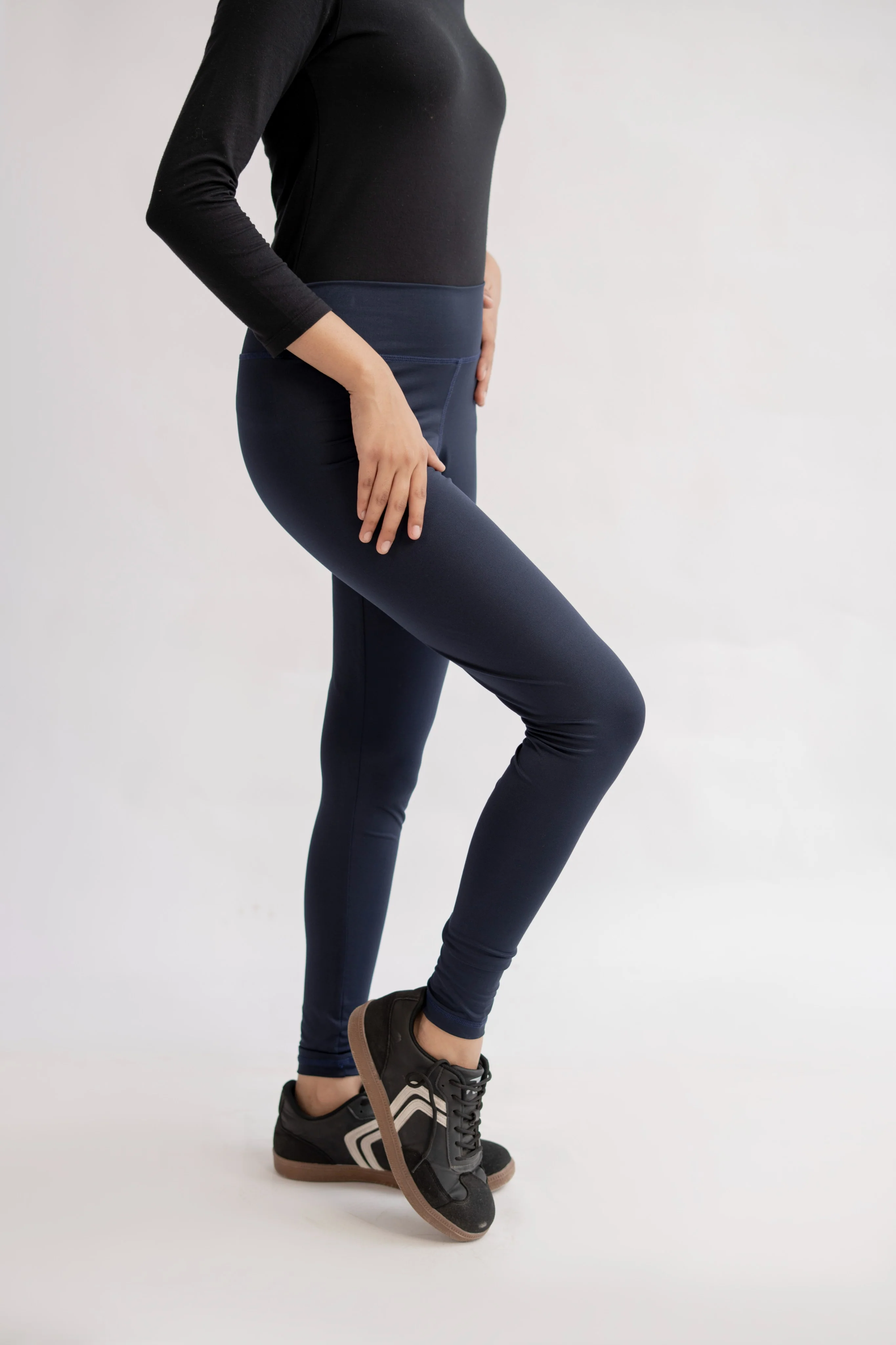 Pack of 4 Premium Slim Fit Tights + Free T-Shirt (Navy Blue, Black, Olive Green, Charcol) E8 - Image 12