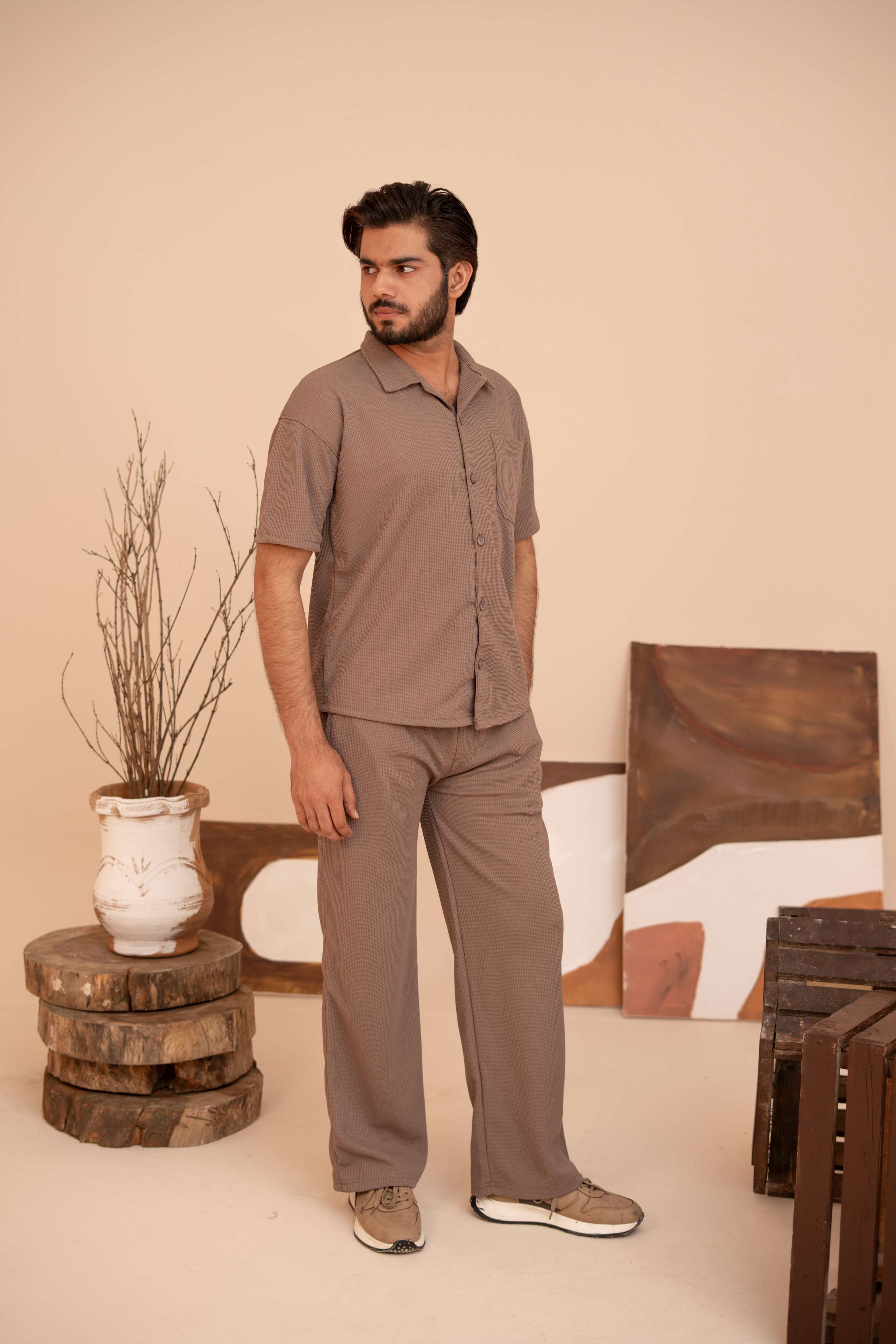 Waffle Chocolate Relaxed Fit Trouser – D13 - Image 3