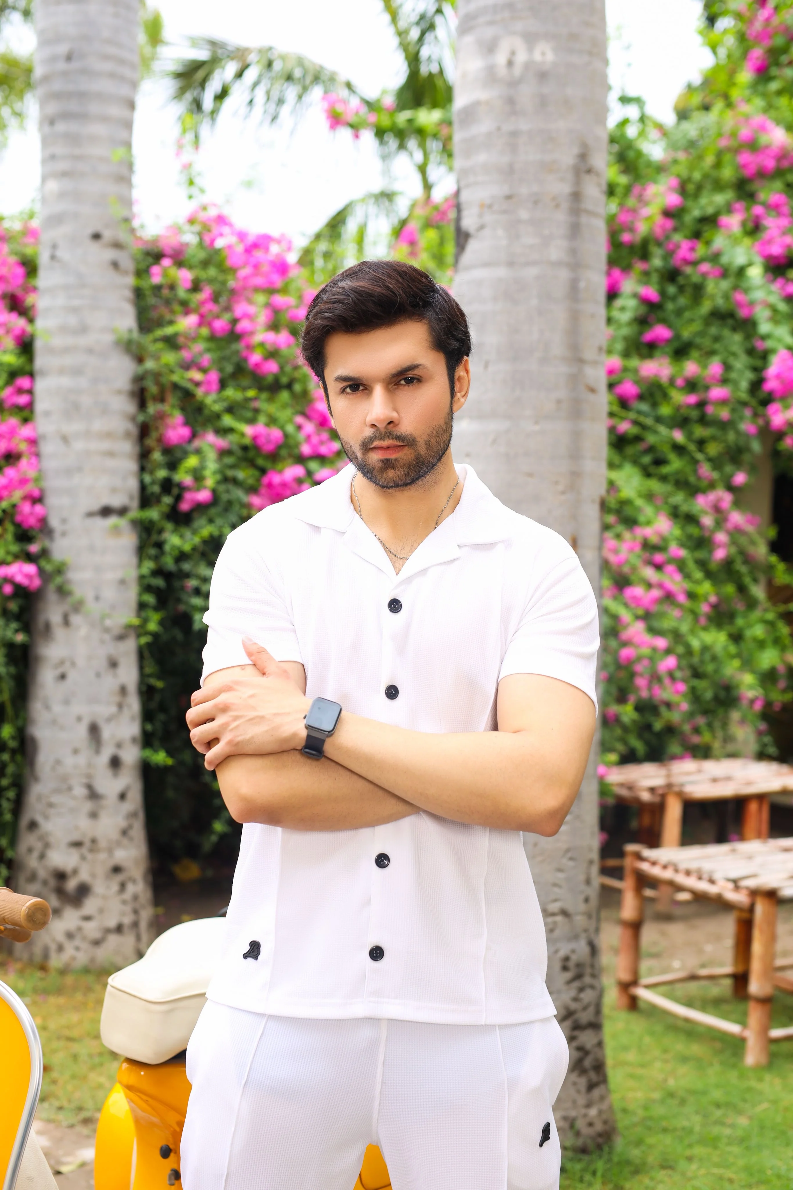 Waffle White Half-Sleeve Safari Suit for Men – Premium Summer Safari Suit in Pakistan B2